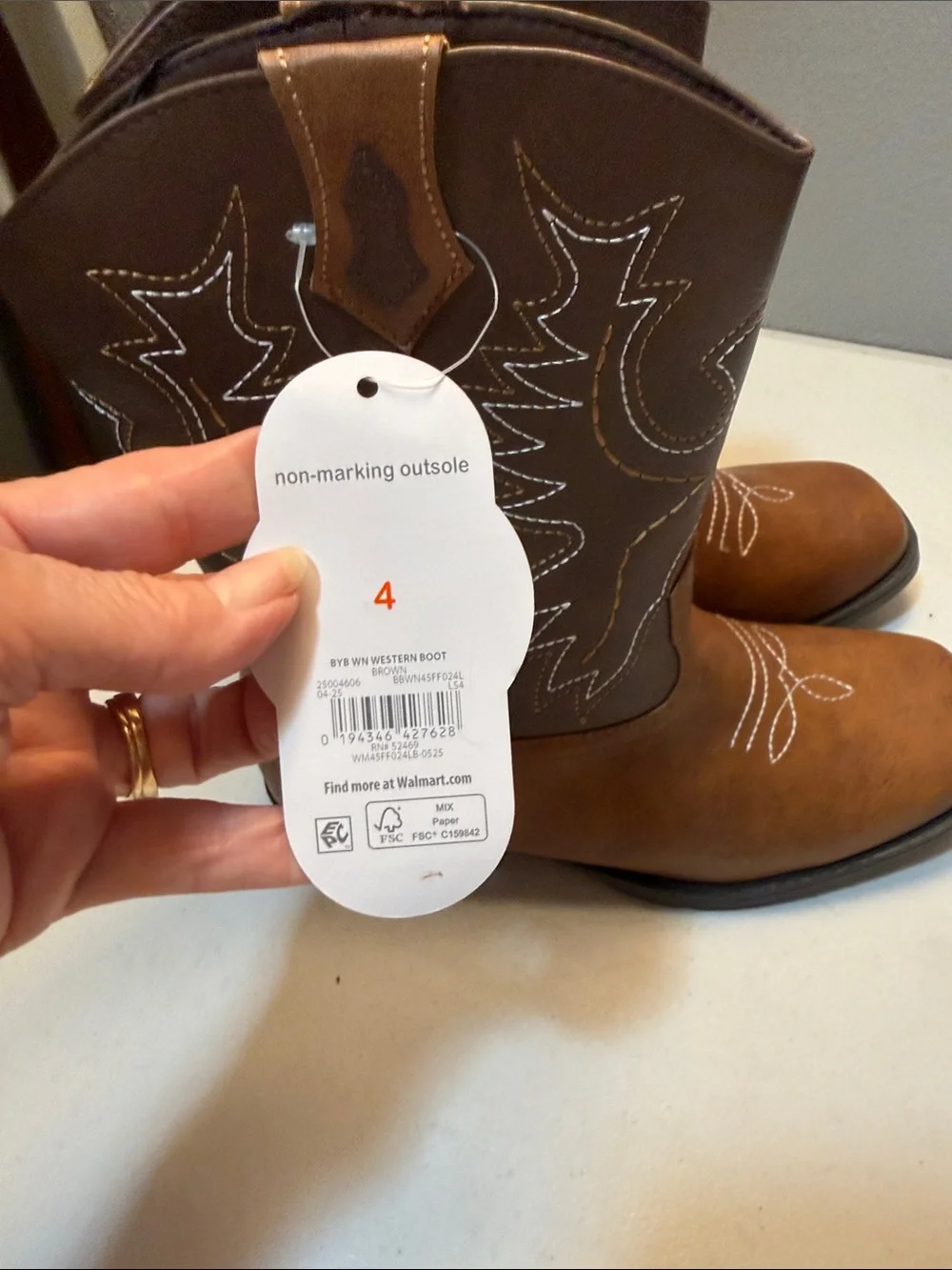 wonder nation Brown Youth Western Cowboy Boots